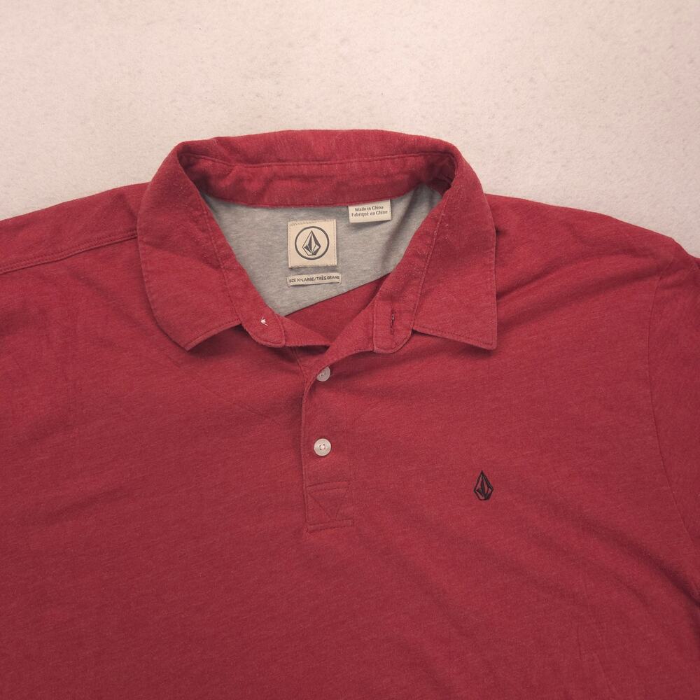 Volcom Short Sleeve Casual Collared Polo Shirt Adult Mens Size XL Maroon
